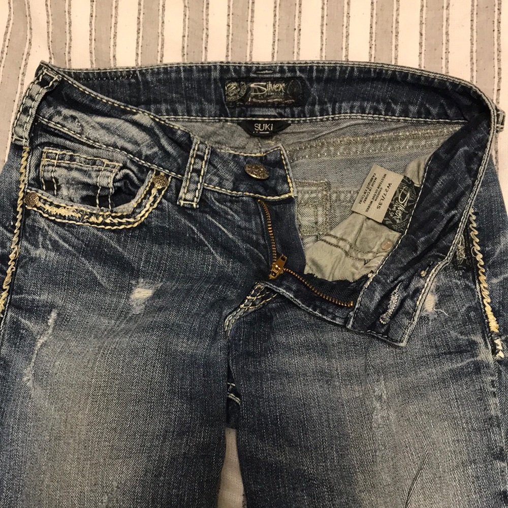 Distressed Silver Jeans Suki fit